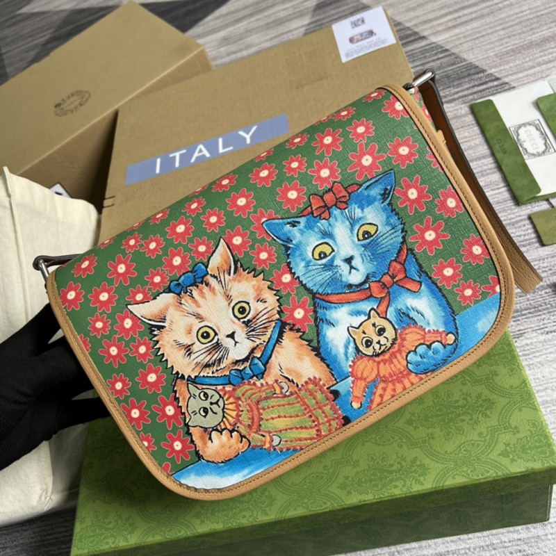 Gucci 664143 Best Quality Children's cat print messenger replica bag